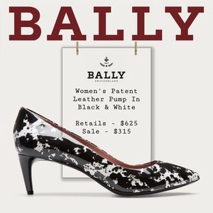 BALLY DESIGNER BLK/WHITE BOVINE PATENT HEEL Womans